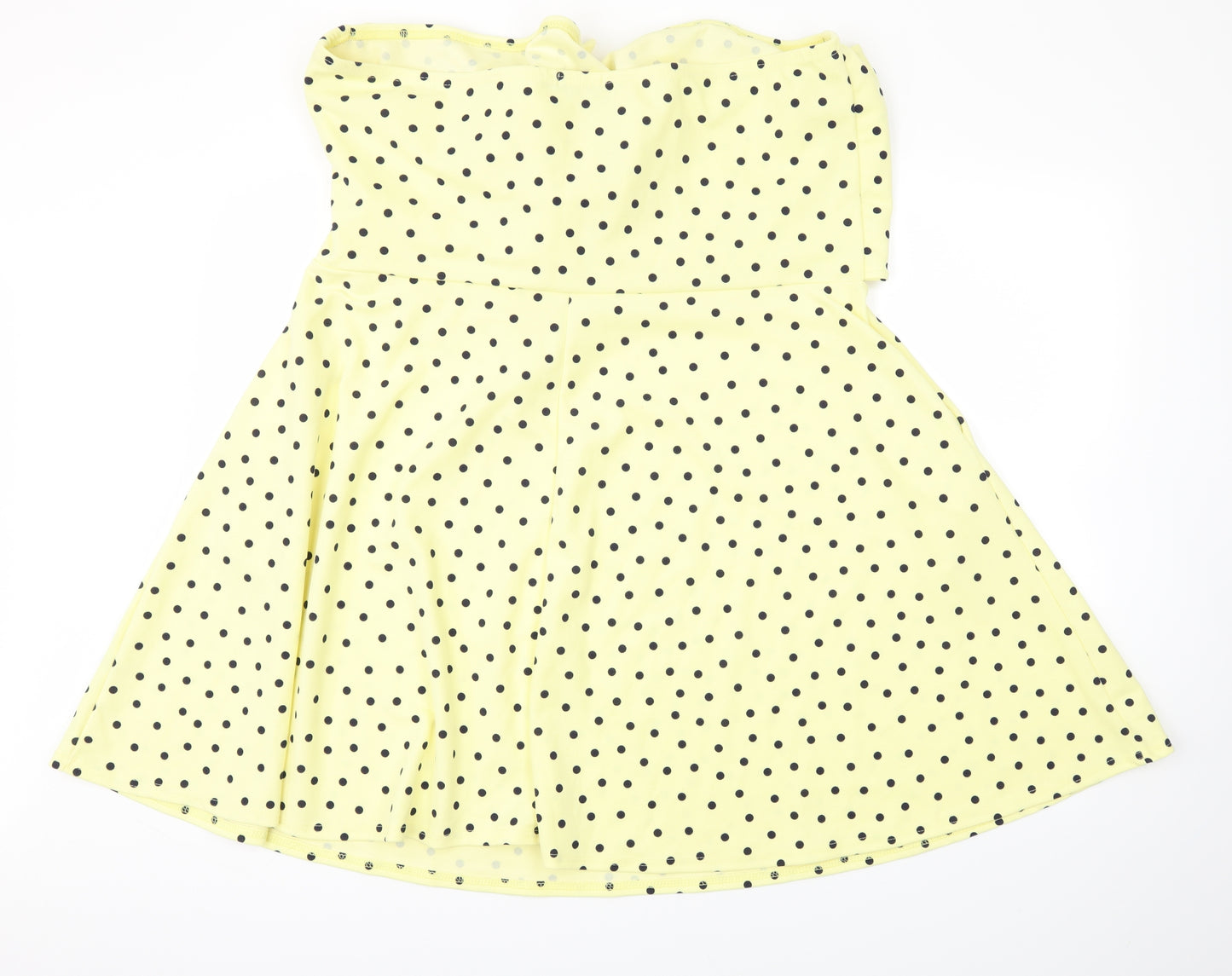 Boohoo Womens Yellow Polka Dot  Fit & Flare  Size 24
