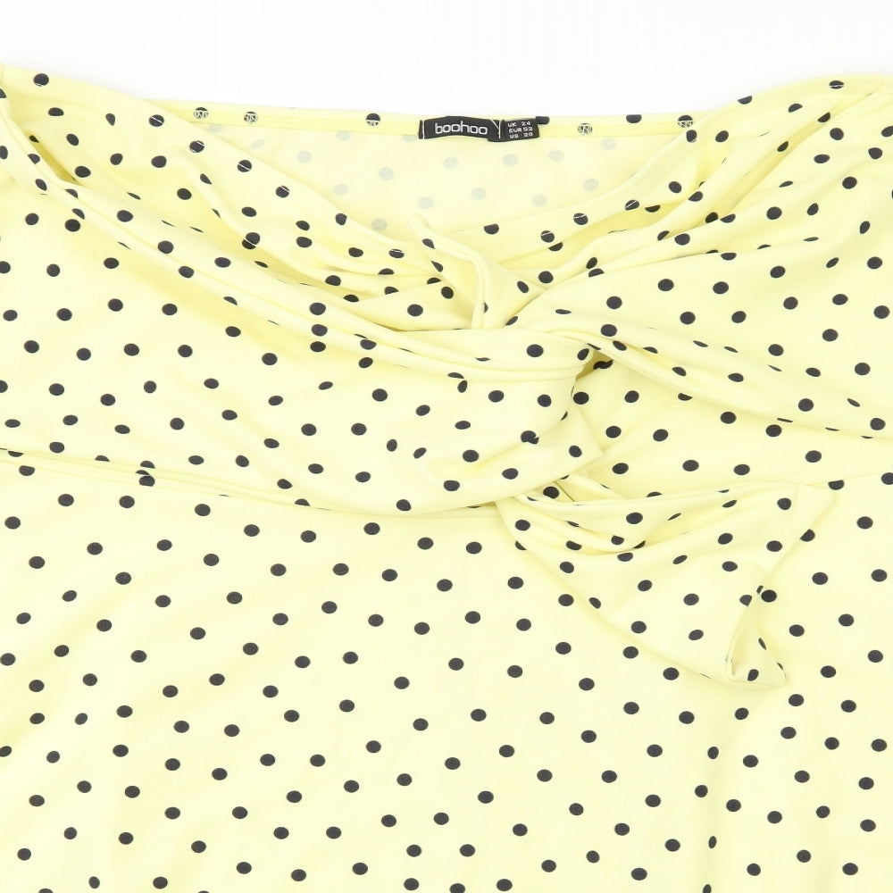 Boohoo Womens Yellow Polka Dot  Fit & Flare  Size 24