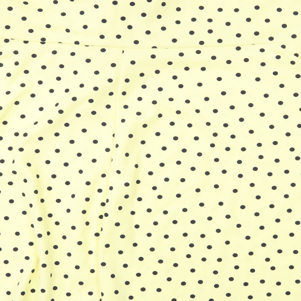 Boohoo Womens Yellow Polka Dot  Fit & Flare  Size 24