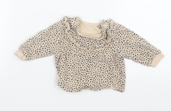 TU Girls Beige Animal Print  Basic T-Shirt Size Newborn
