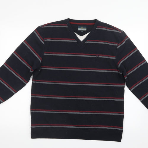Lincoln Mens Red Striped Knit Pullover Jumper Size L