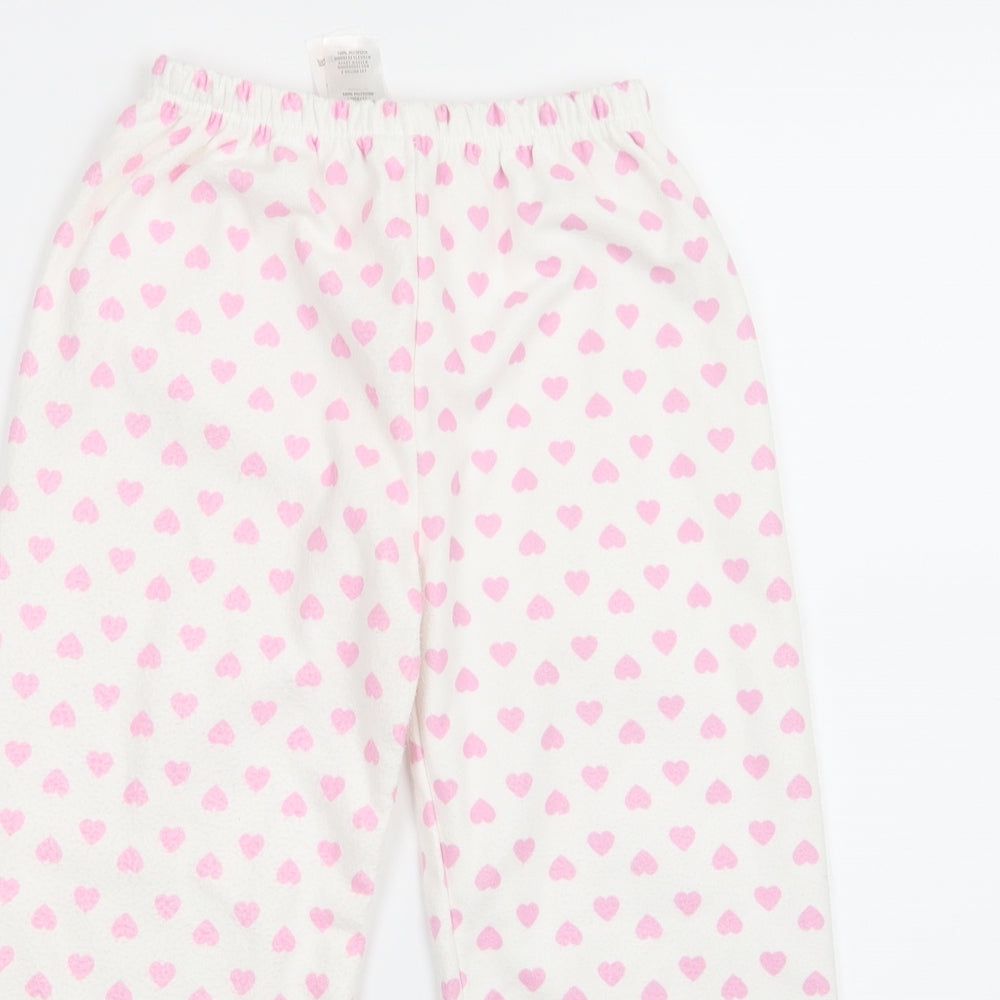 Primark Girls White Geometric  Capri Pyjama Pants Size 4-5 Years  - Heart Print