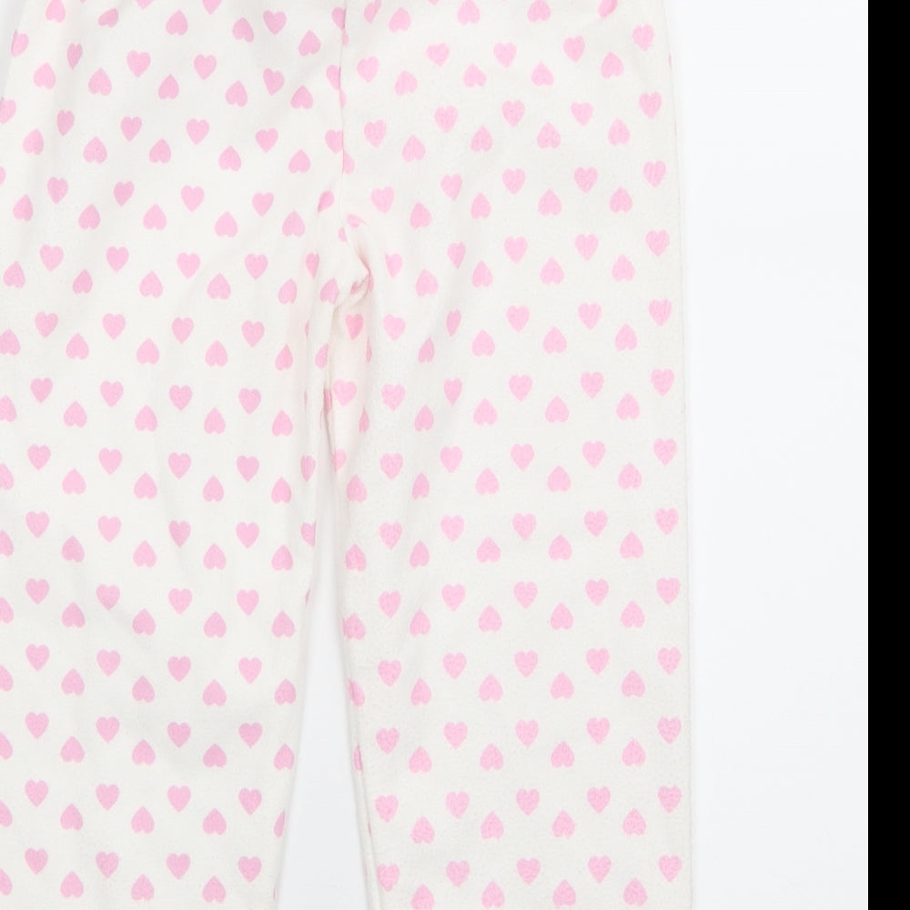 Primark Girls White Geometric  Capri Pyjama Pants Size 4-5 Years  - Heart Print