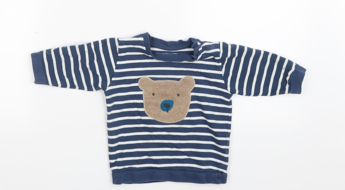 Marks and Spencer Boys Blue Striped  Pullover Jumper Size 3-6 Months