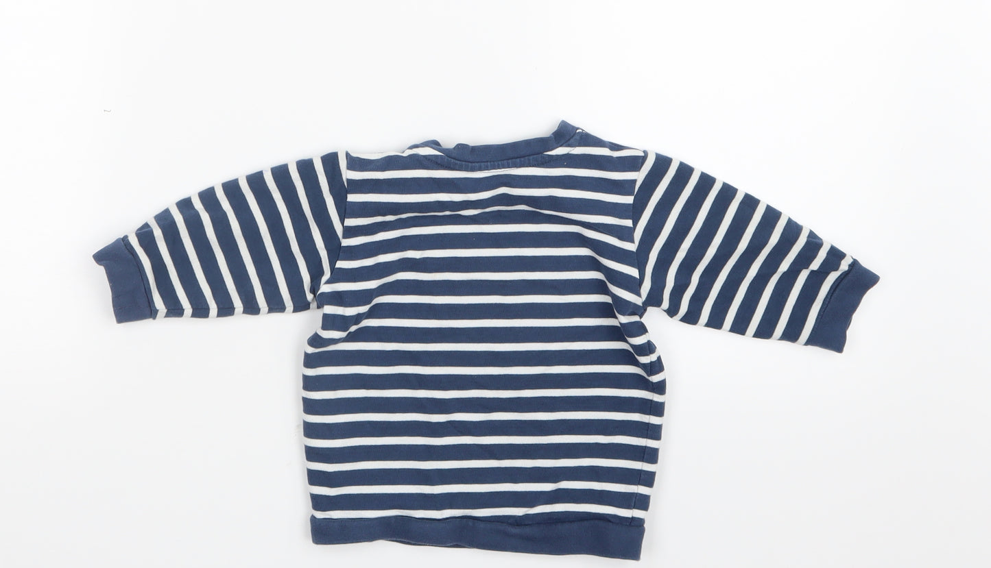 Marks and Spencer Boys Blue Striped  Pullover Jumper Size 3-6 Months