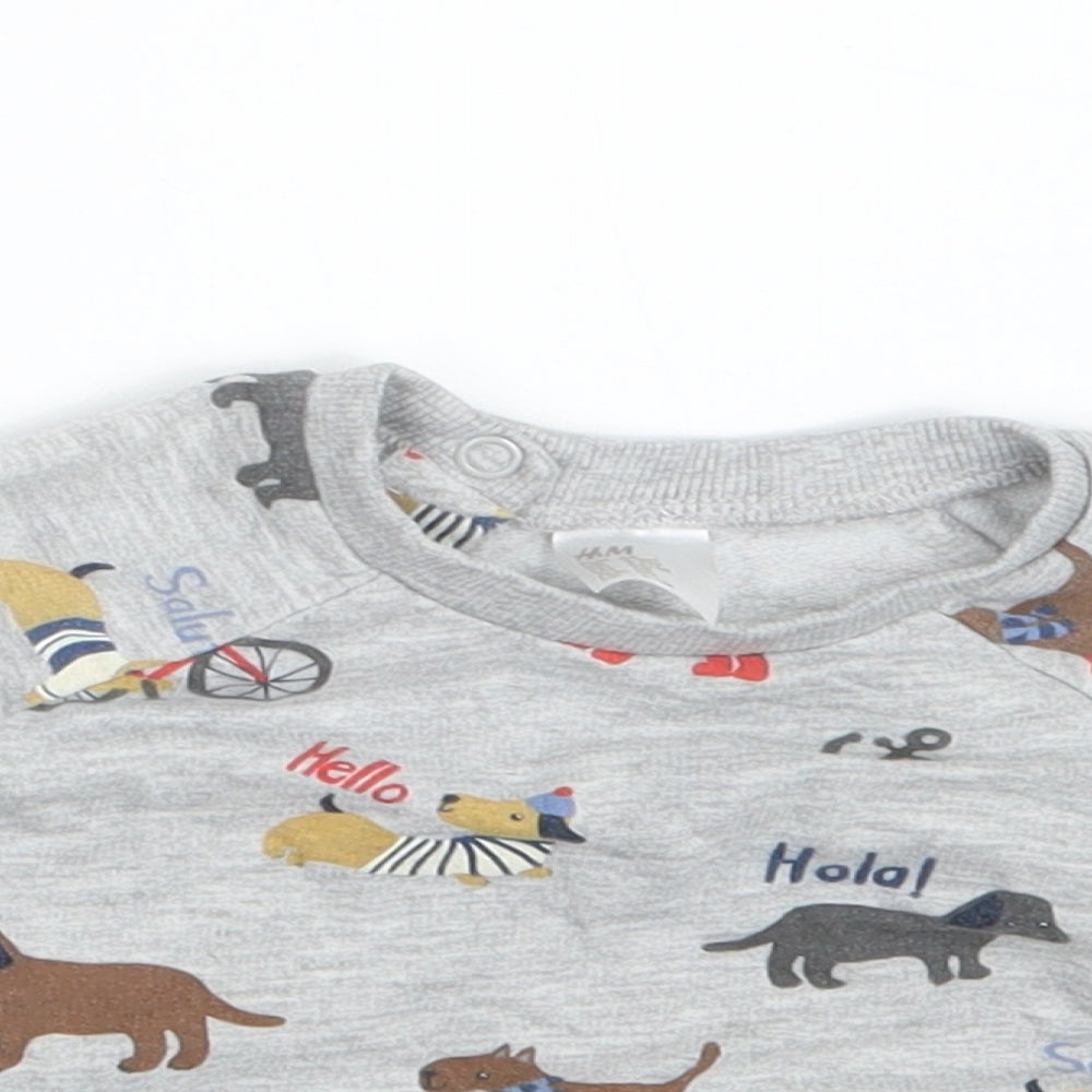 H&M Boys Grey Geometric  Pullover Jumper Size 3-6 Months