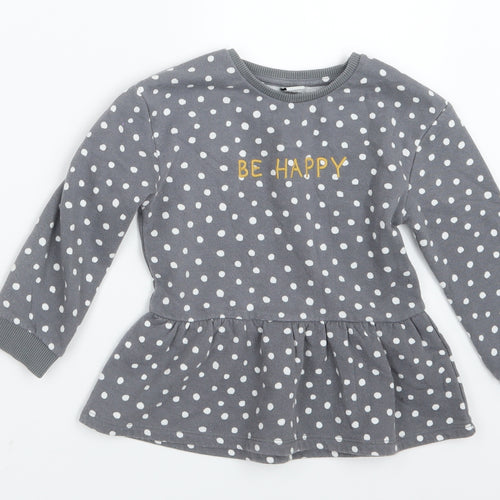 TU Girls Grey Spotted  Basic T-Shirt Size 3-4 Years