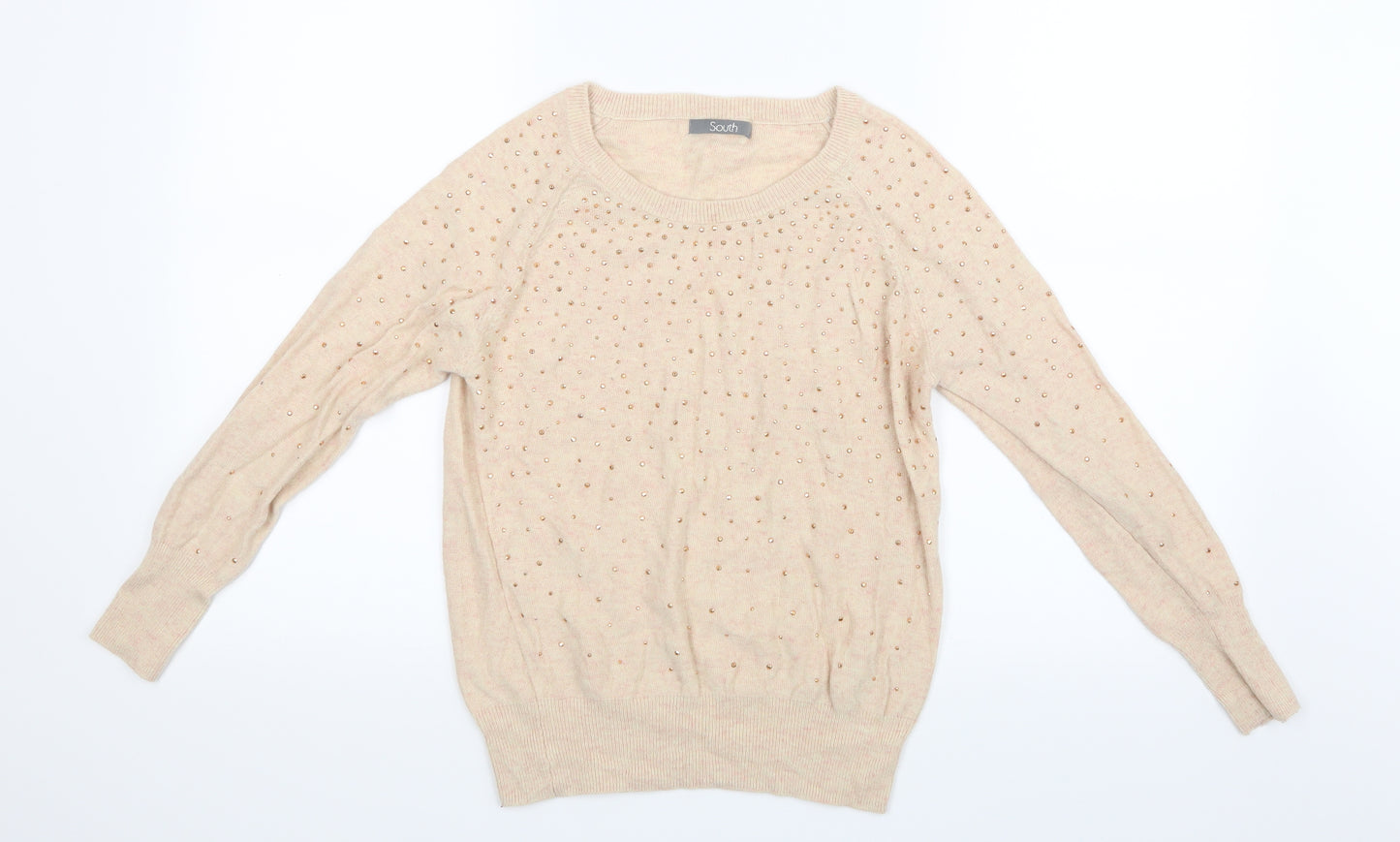 South Womens Beige  Knit Pullover Jumper Size 8