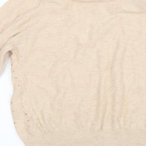 South Womens Beige  Knit Pullover Jumper Size 8