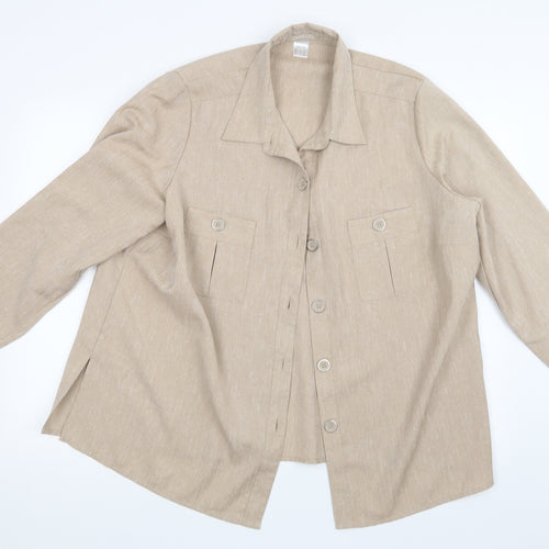 Daxon Womens Beige   Basic Button-Up Size 24
