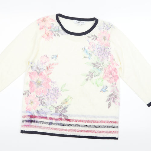 Mudflower Womens White  Knit Pullover Jumper Size S