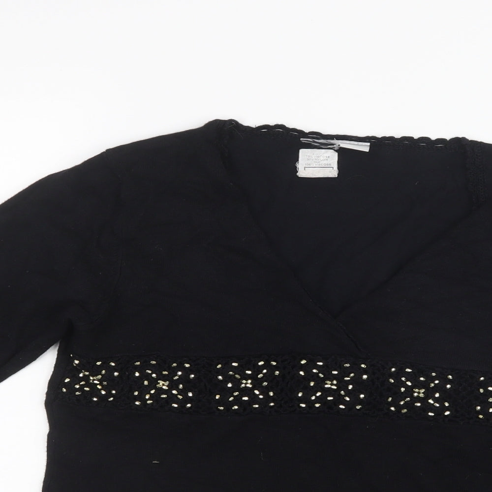 Preworn Womens Black  Knit Pullover Jumper Size 12