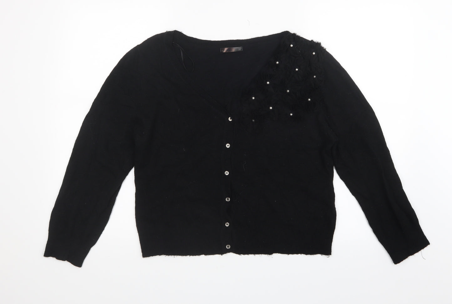 Dunnes Womens Black  Knit Cardigan Jumper Size 16