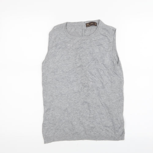 Zara Womens Grey  Knit Basic T-Shirt Size M