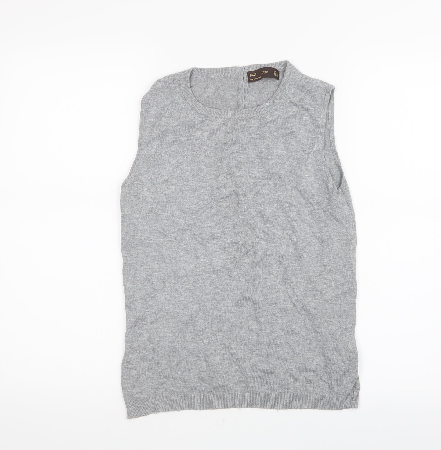 Zara Womens Grey  Knit Basic T-Shirt Size M