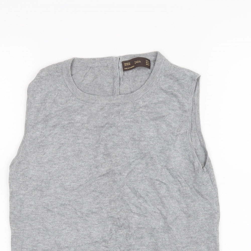 Zara Womens Grey  Knit Basic T-Shirt Size M