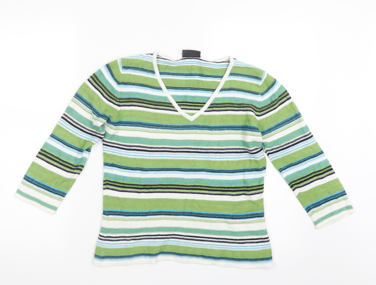 Alex & Co. Womens Green Striped  Pullover Jumper Size 10