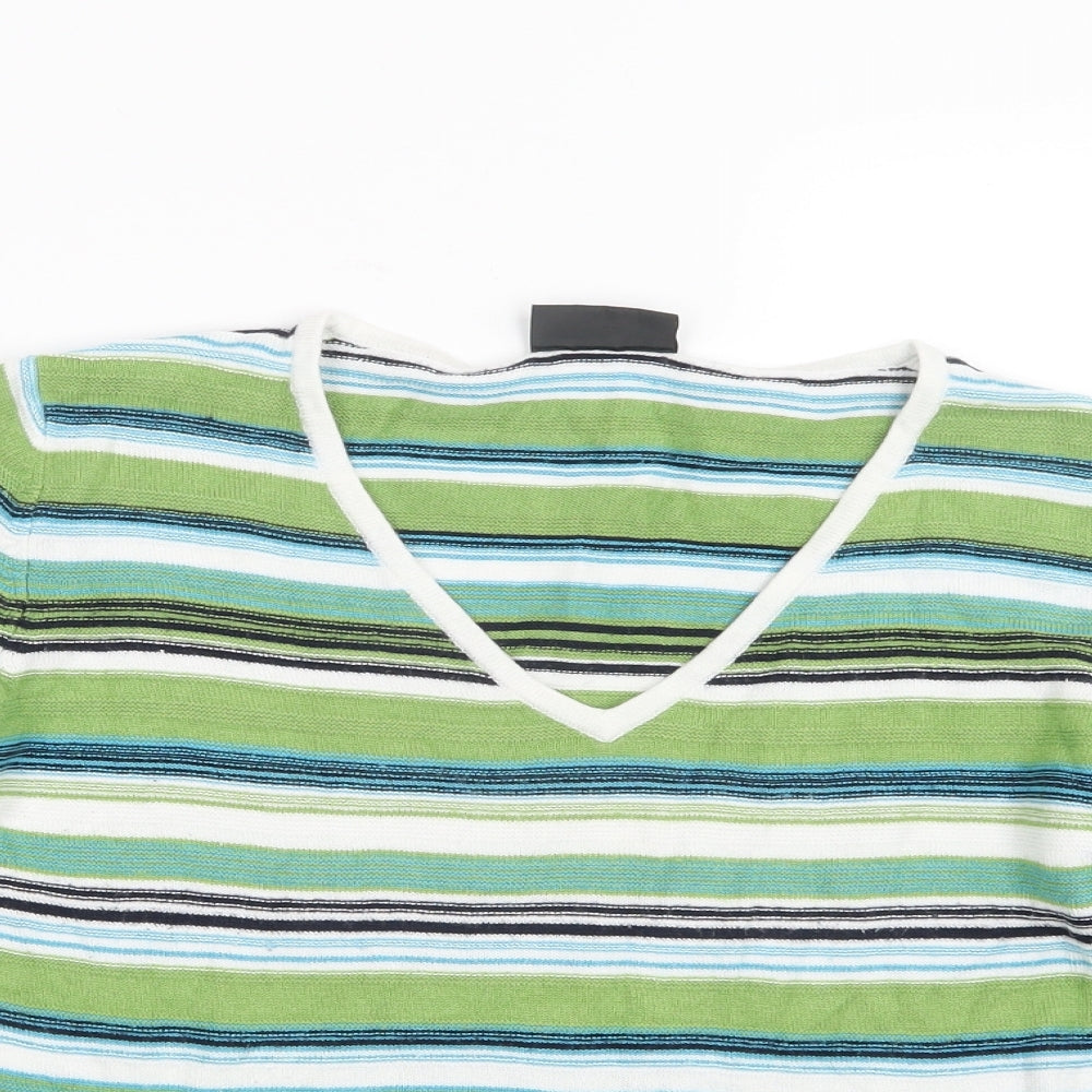 Alex & Co. Womens Green Striped  Pullover Jumper Size 10