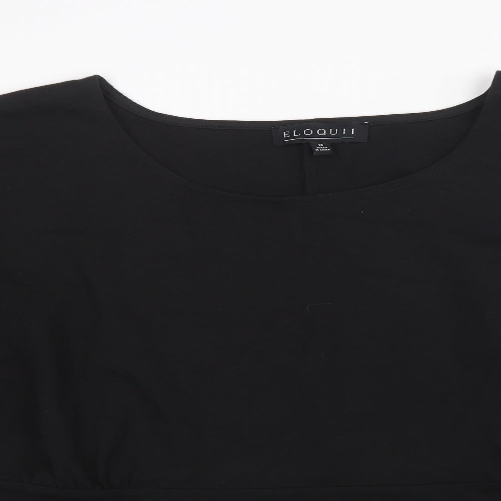 Eloquii Womens Black   Basic T-Shirt Size 18  - Peplum