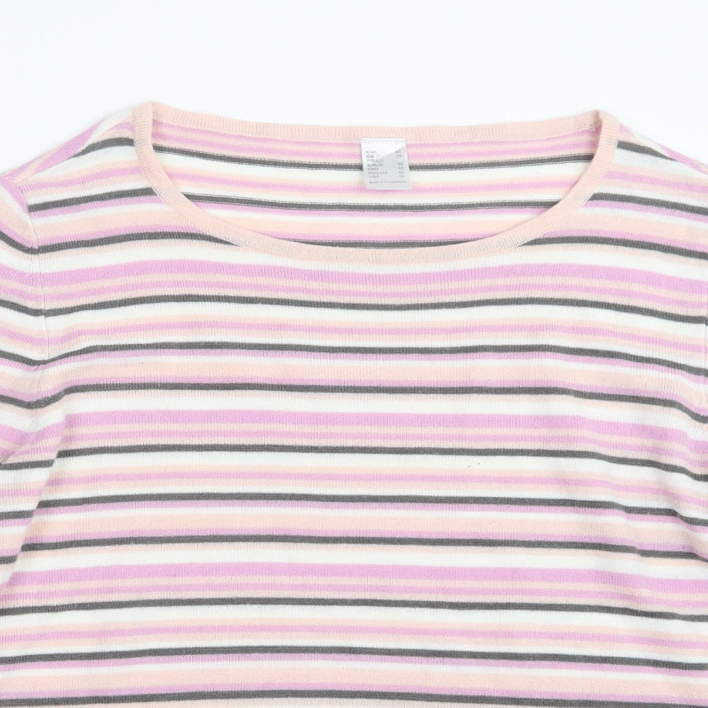 Preworn Womens Purple Striped  Pullover Jumper Size 16