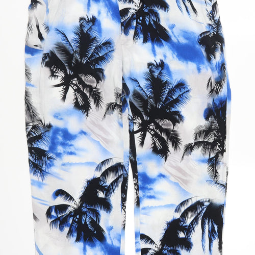 Select Womens Blue   Trousers  Size 14 L26 in - Palm Trees