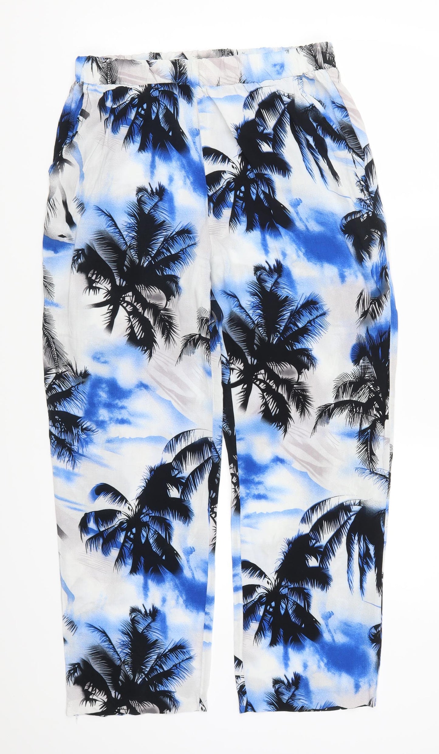 Select Womens Blue   Trousers  Size 14 L26 in - Palm Trees