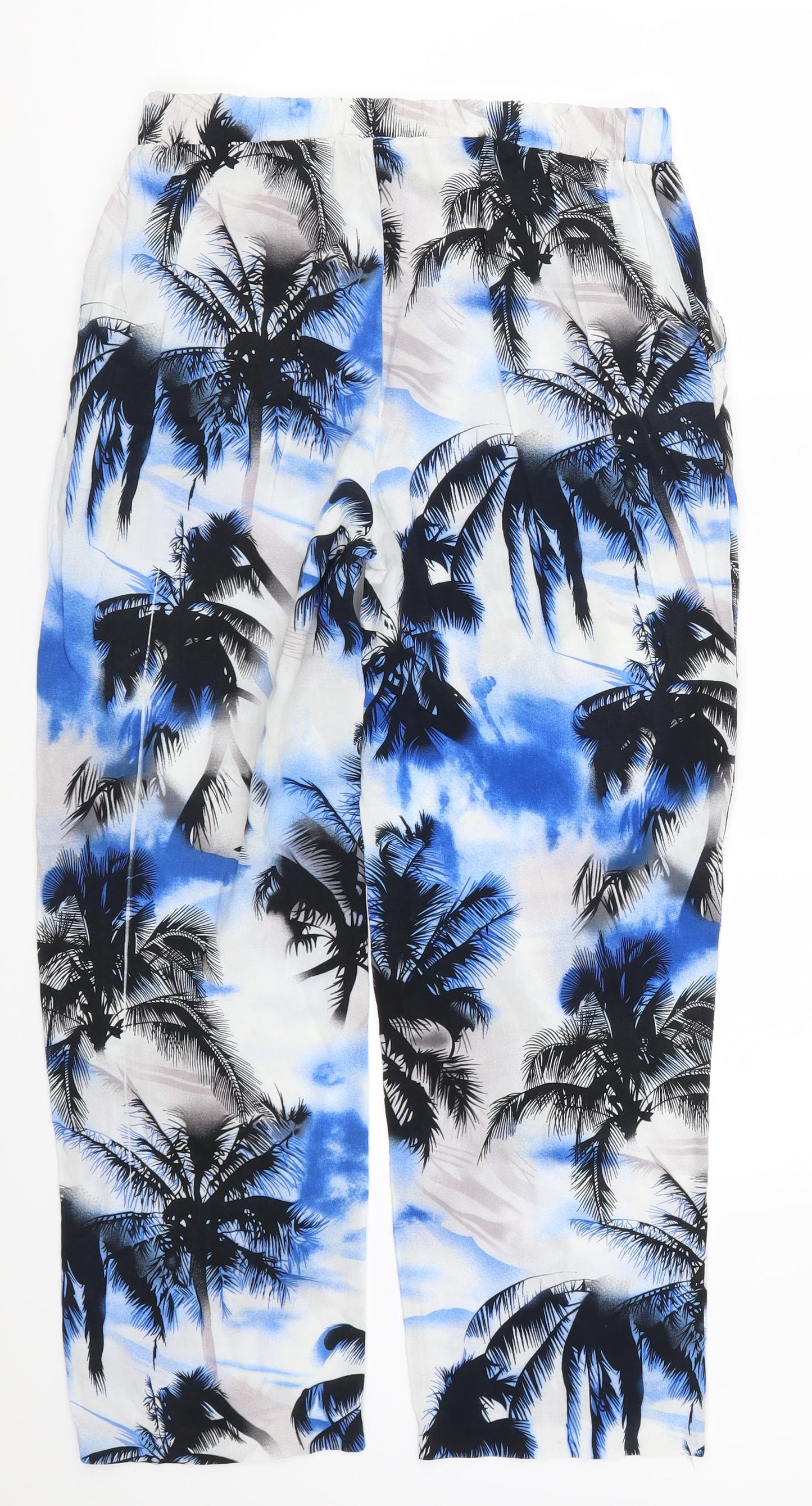 Select Womens Blue   Trousers  Size 14 L26 in - Palm Trees