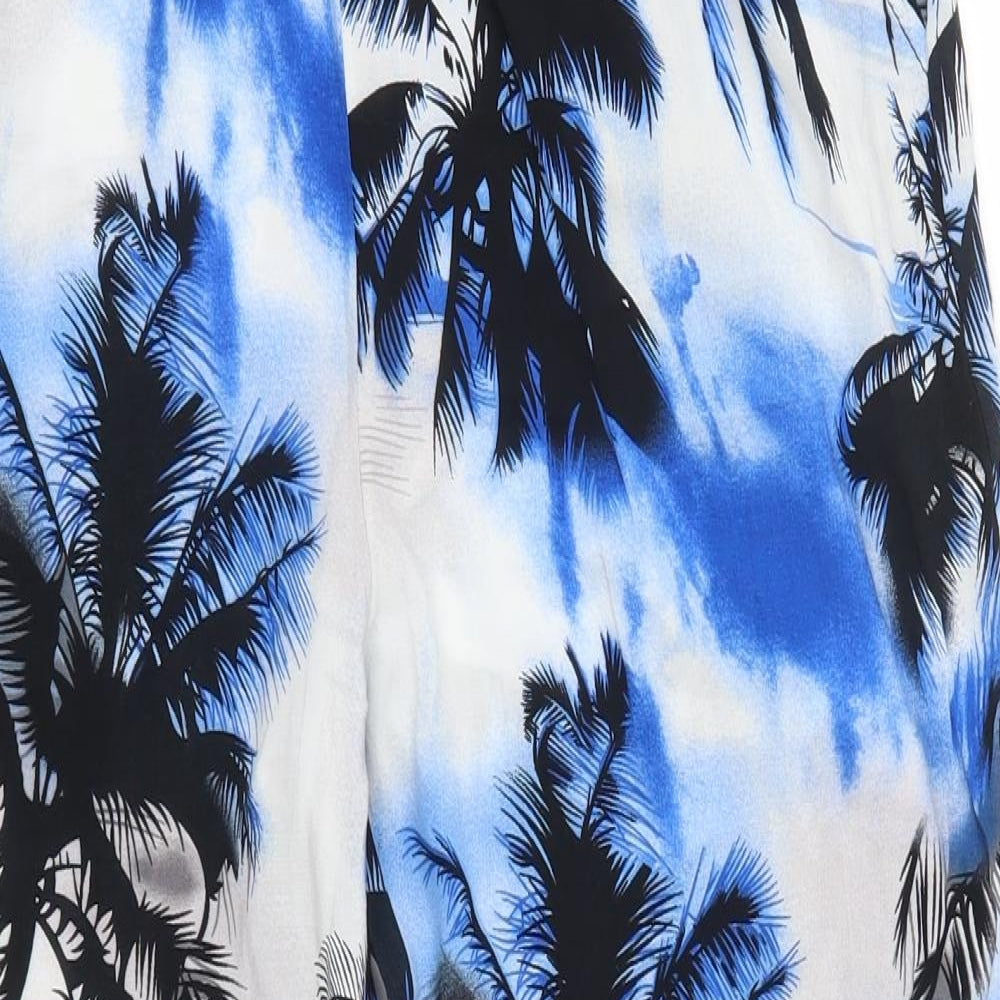 Select Womens Blue   Trousers  Size 14 L26 in - Palm Trees