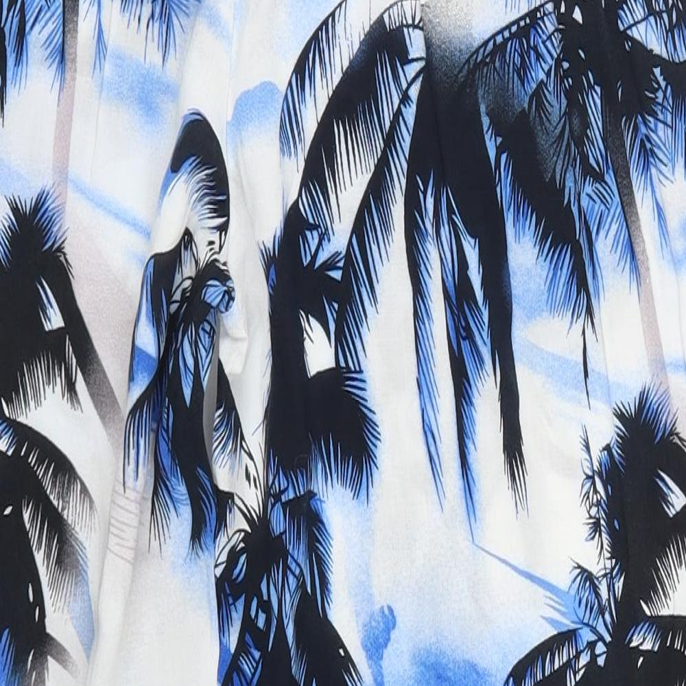 Select Womens Blue   Trousers  Size 14 L26 in - Palm Trees