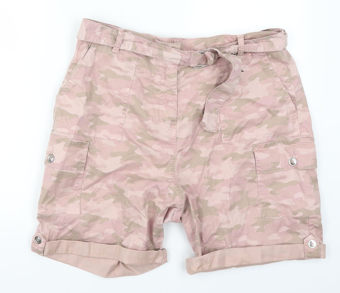 Marks and Spencer Womens Pink Camouflage  Cargo Shorts Size 18