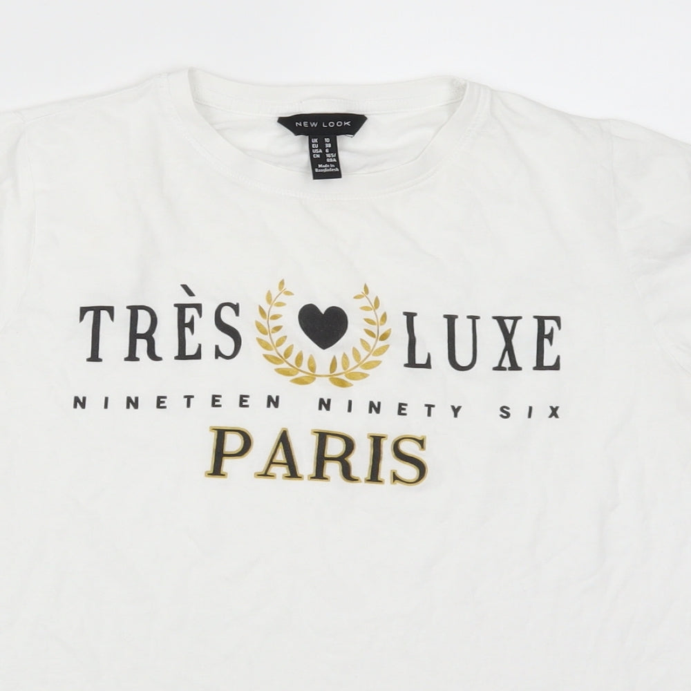 New Look Womens White   Basic T-Shirt Size 10  - Tres Luxe Paris