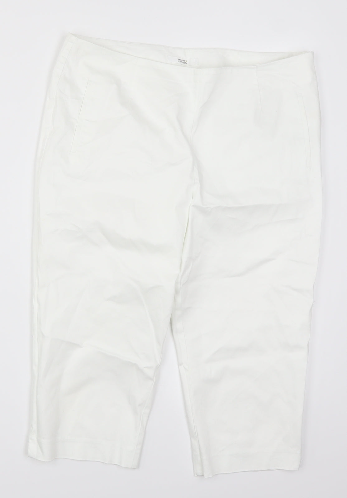 Marks and Spencer Womens White   Cropped Trousers Size 14
