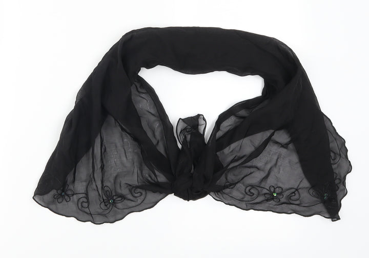 Preworn Womens Black Floral Scarf