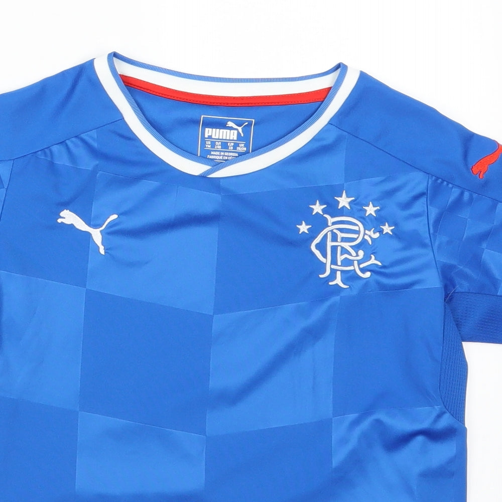 PUMA Boys Blue Geometric  Basic T-Shirt Size 10 Years