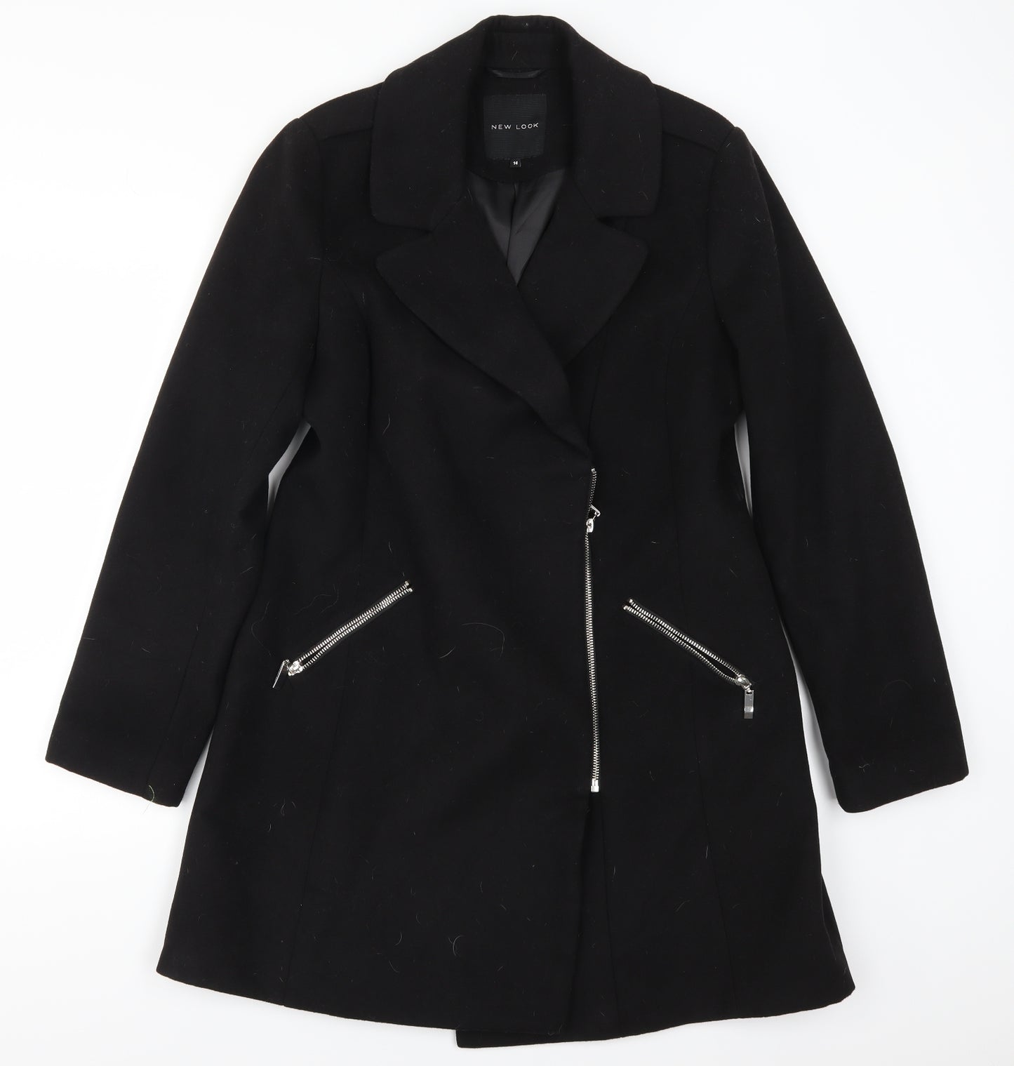 New Look Womens Black   Pea Coat Coat Size 14