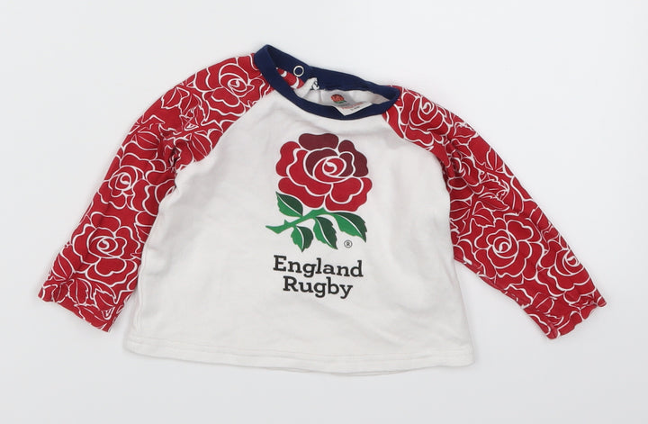 RFU Boys Red Floral Basic T-Shirt Size 3-6 Months - Engand Rugby