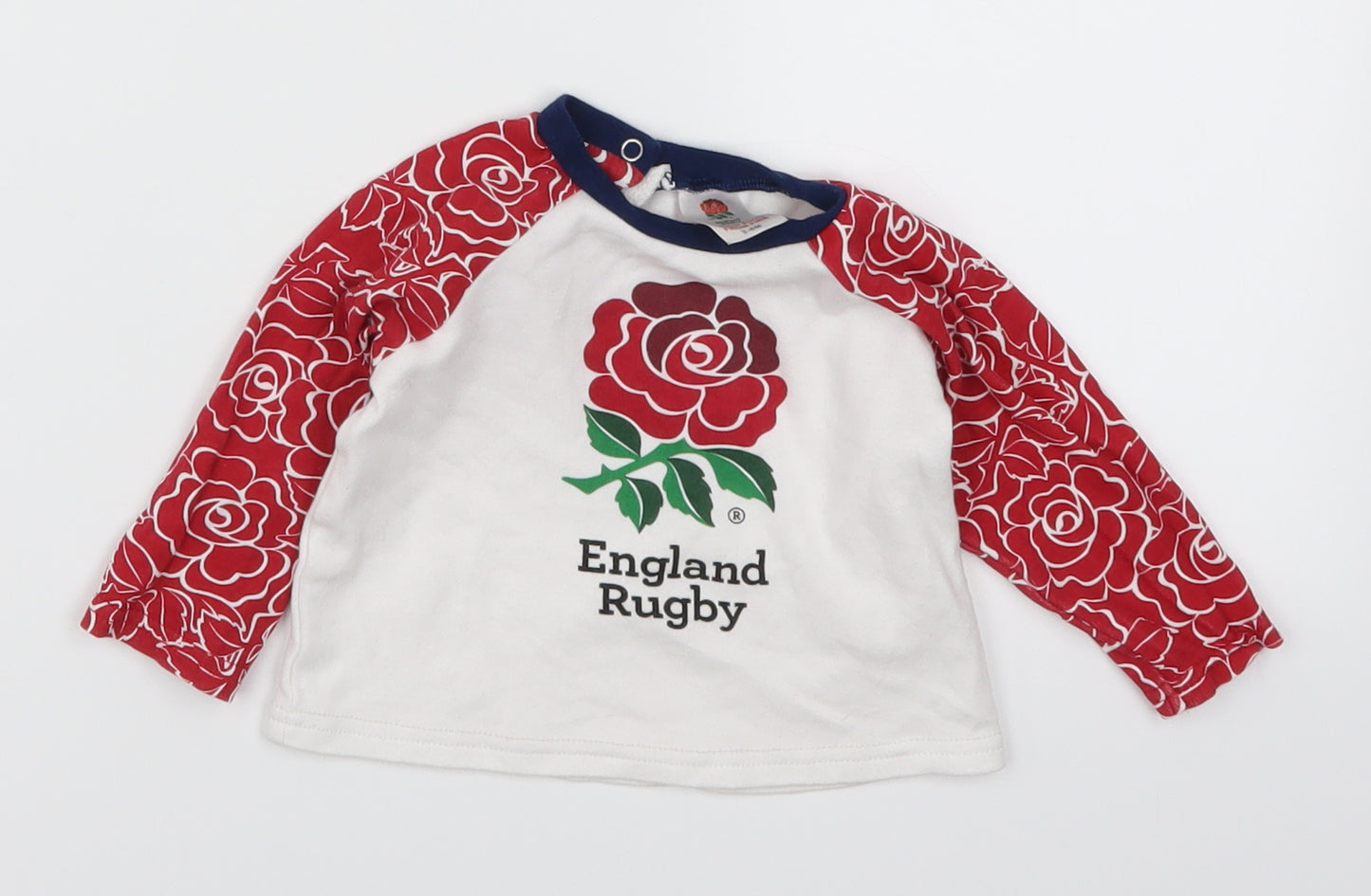 RFU Boys Red Floral  Basic T-Shirt Size 3-6 Months  - Engand Rugby