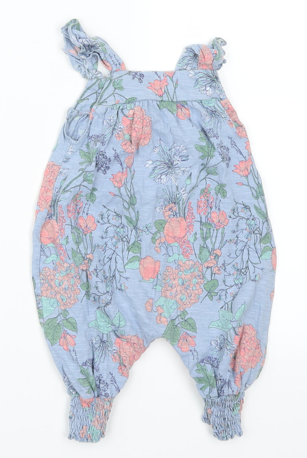 NEXT Girls Blue Floral  Romper One-Piece Size 3-6 Months