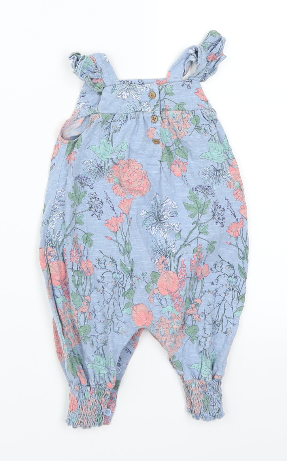 NEXT Girls Blue Floral  Romper One-Piece Size 3-6 Months