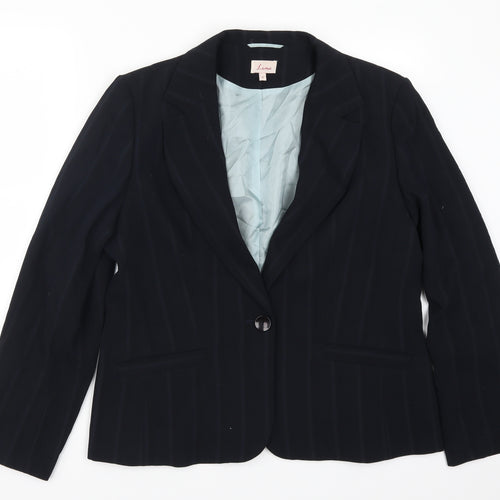 Lime Womens Blue Striped  Jacket Suit Jacket Size 18