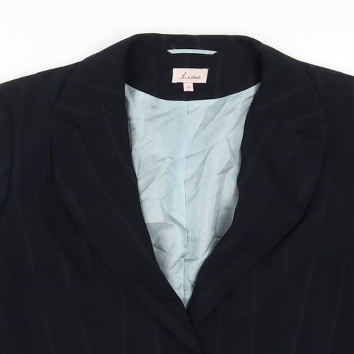 Lime Womens Blue Striped  Jacket Suit Jacket Size 18