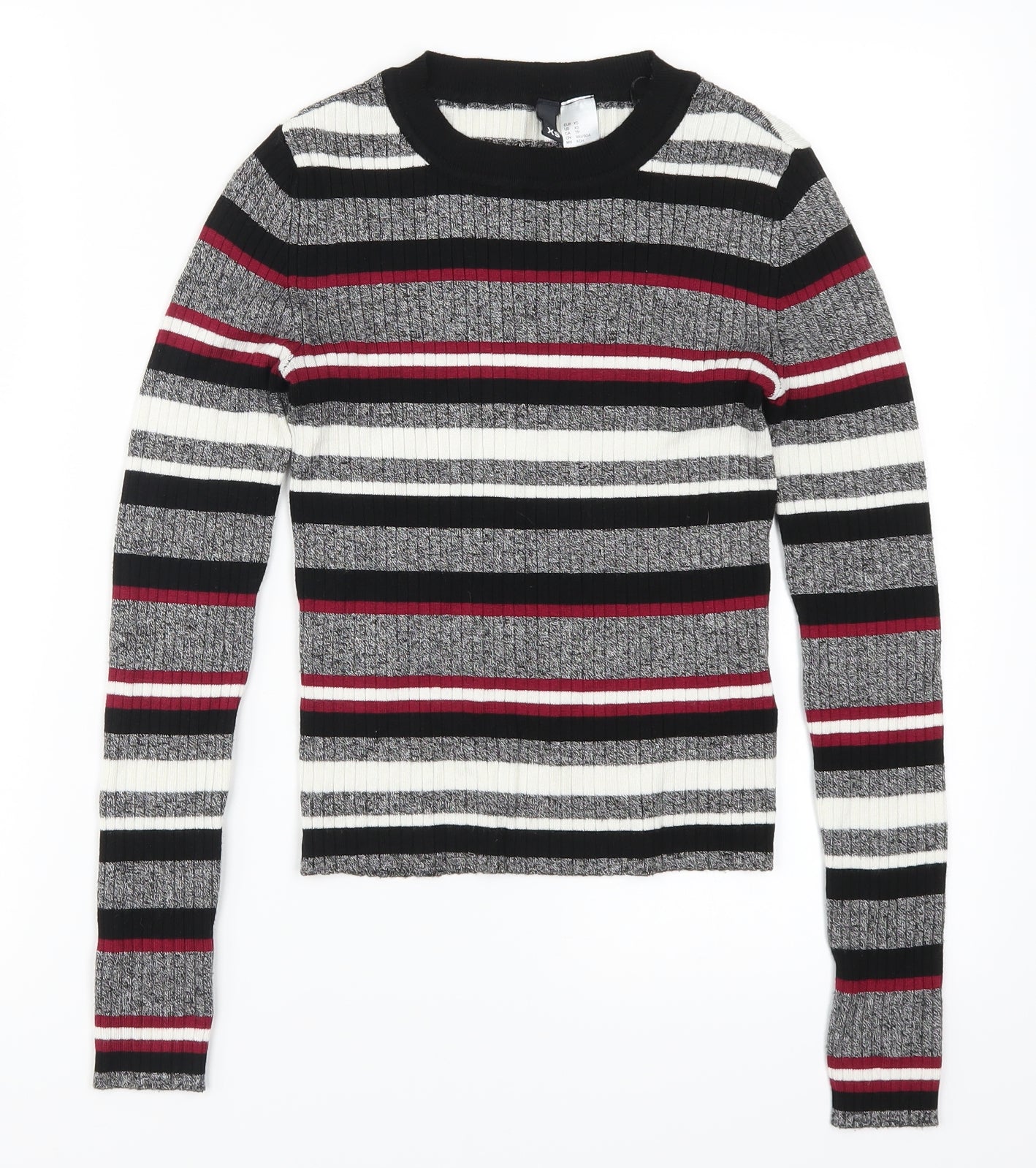 H&M Womens Purple Striped  Pullover Jumper Size XS  - Grey