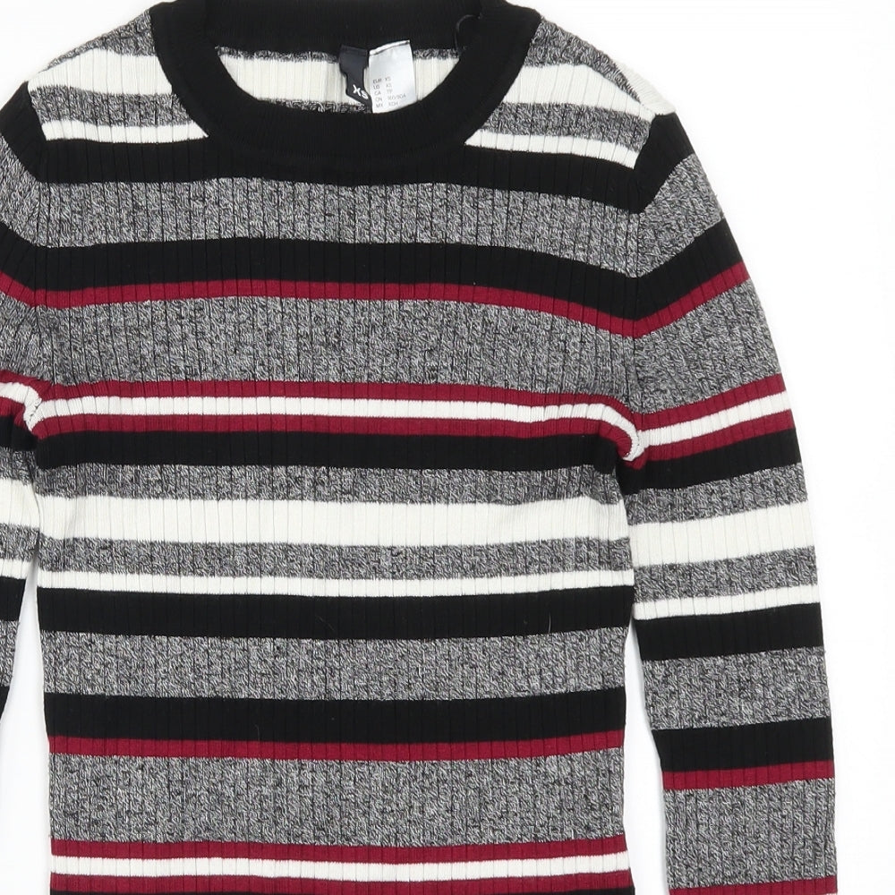 H&M Womens Purple Striped  Pullover Jumper Size XS  - Grey