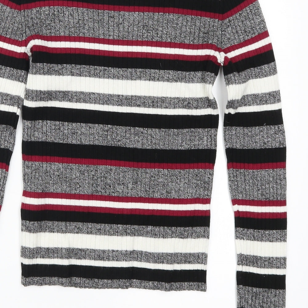 H&M Womens Purple Striped  Pullover Jumper Size XS  - Grey