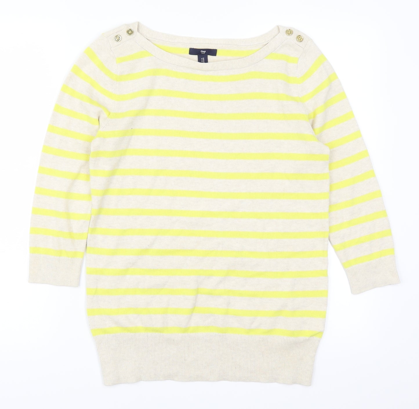Gap Womens Yellow Striped  Pullover Jumper Size M