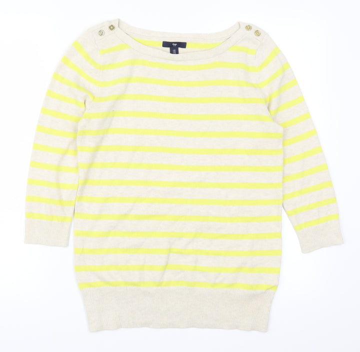 Gap Womens Yellow Striped  Pullover Jumper Size M