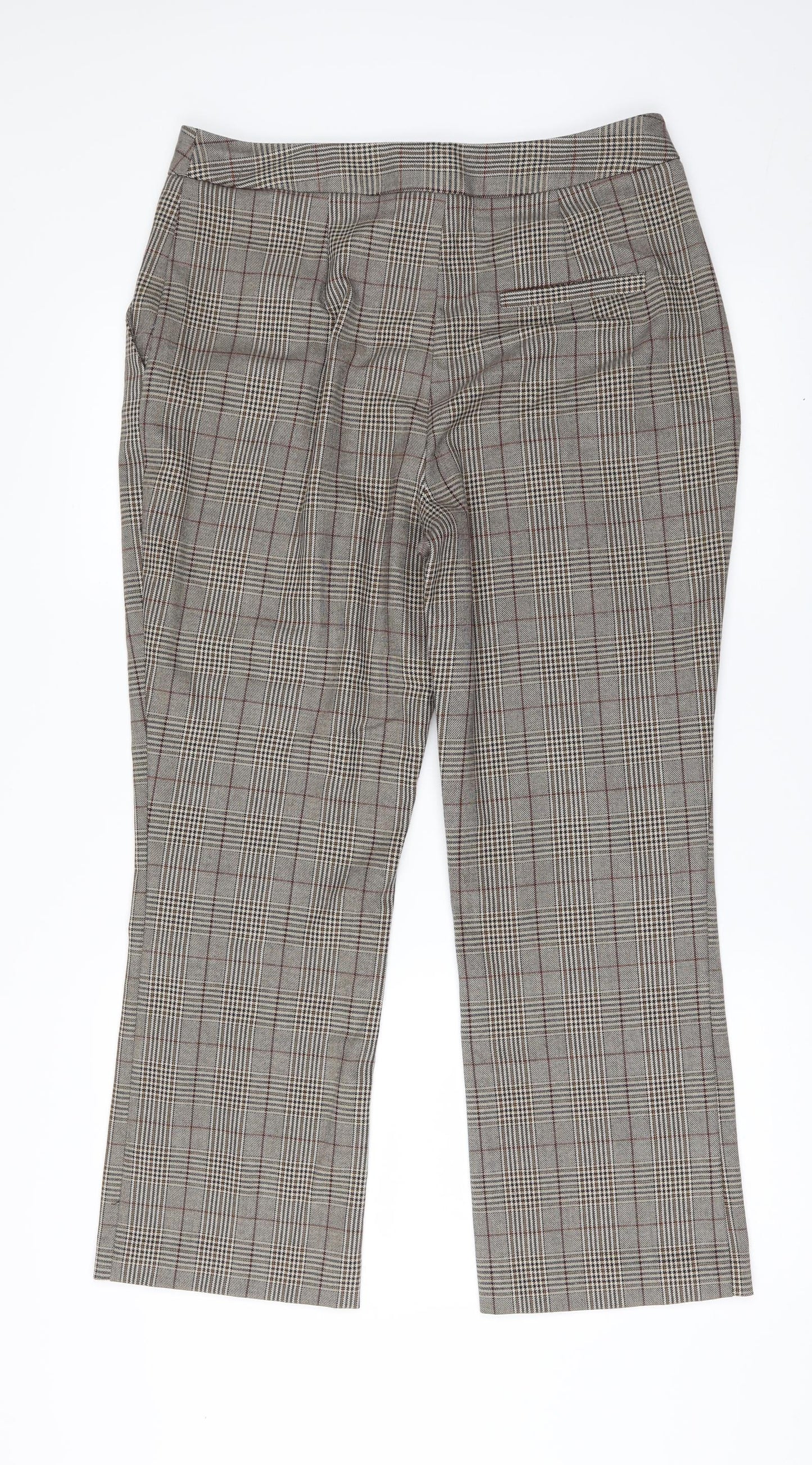 Topshop Womens Brown Check  Trousers  Size 12 L27 in