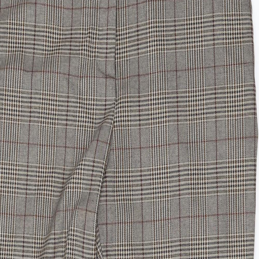 Topshop Womens Brown Check  Trousers  Size 12 L27 in
