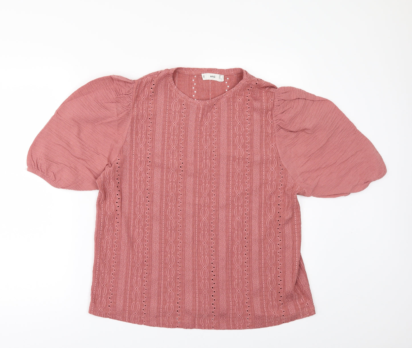 MNG Womens Pink   Tunic Blouse Size M  - PUFF SLEEVE