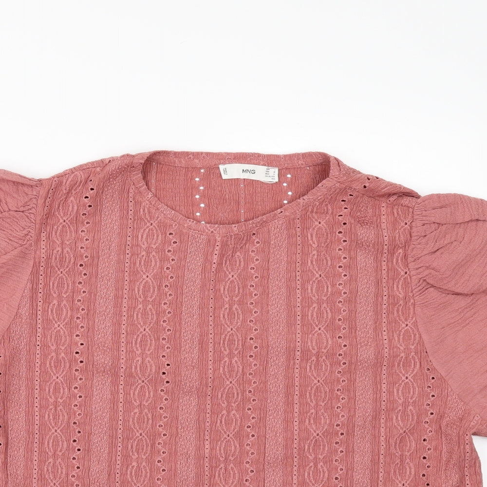 MNG Womens Pink   Tunic Blouse Size M  - PUFF SLEEVE